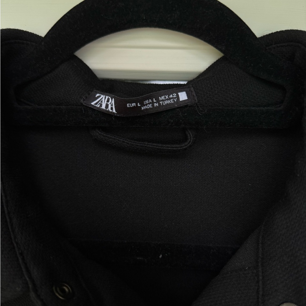 Zara Easy Care Textured Classic Black Collared Long Sleeve with Snap Buttons - Picture 6 of 8